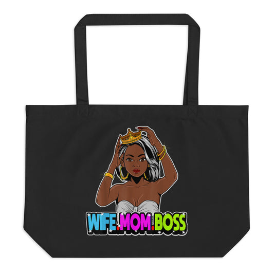 TRAP QUEEN ESSENTIALS LARGE ORGANIC TOTE BAG_Crown of Wisdom_MOM SH*T Collection