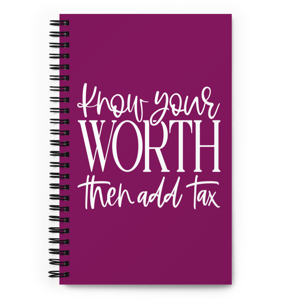 TRAP QUEEN ESSENTIALS BULLET JOURNAL_Know Your Worth Then Add Tax_Eggplant_AFFIRMATION Collection