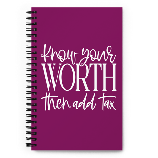 TRAP QUEEN ESSENTIALS BULLET JOURNAL_Know Your Worth Then Add Tax_Eggplant_AFFIRMATION Collection