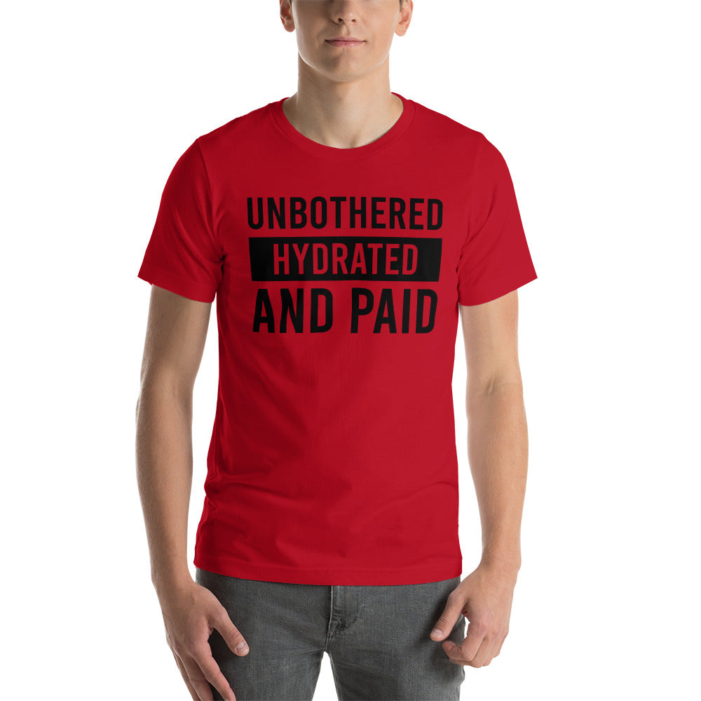 TRAP QUEEN ESSENTIALS SHORT-SLEEVE UNISEX T-SHIRT_Unbothered Hydrated & Paid_HUSTLE COLLECTION