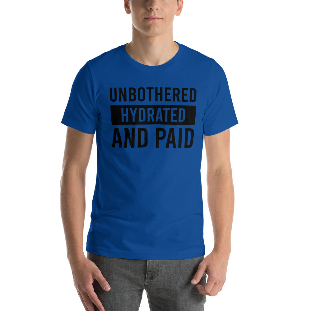 TRAP QUEEN ESSENTIALS SHORT-SLEEVE UNISEX T-SHIRT_Unbothered Hydrated & Paid_HUSTLE COLLECTION